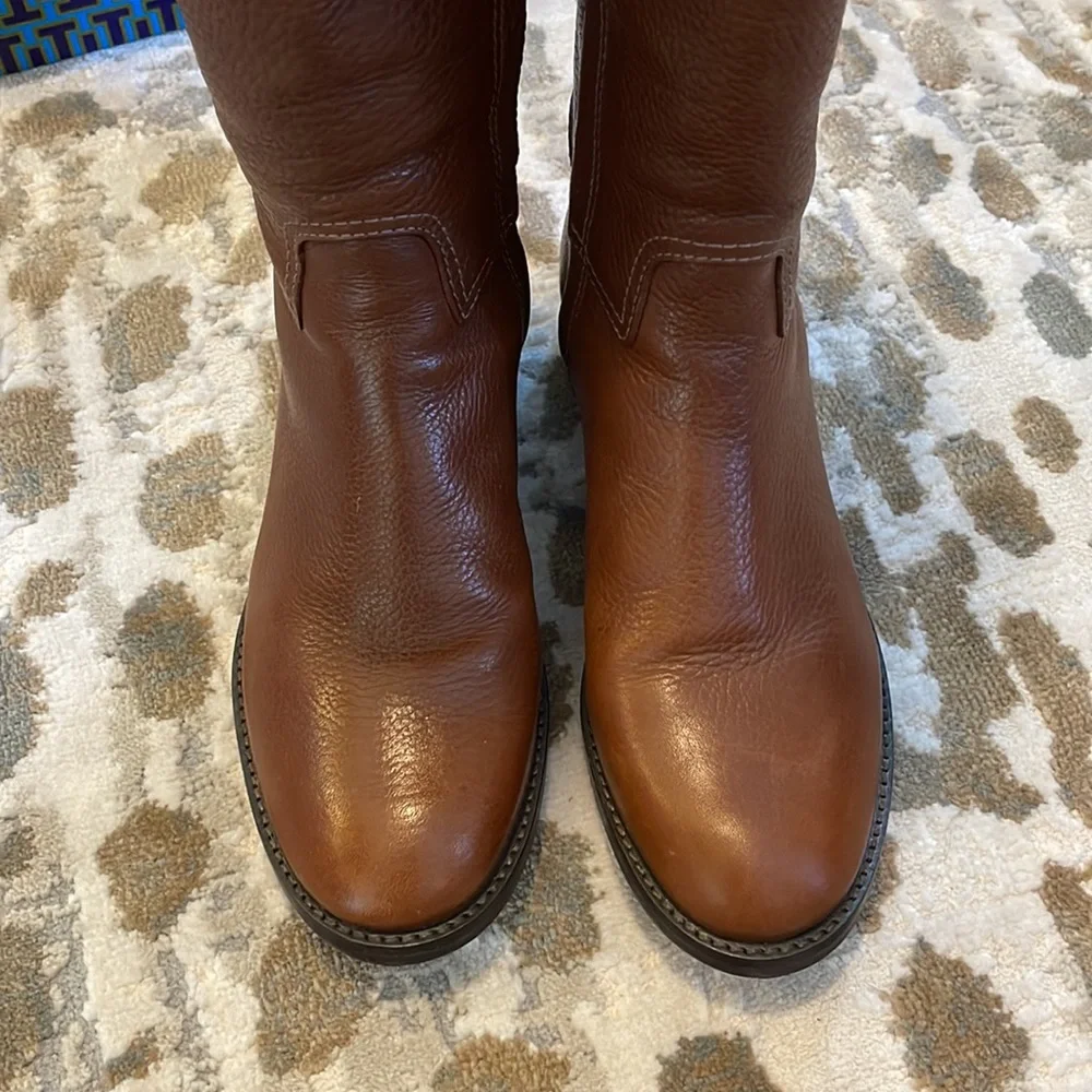 Tory Burch “Junction” Brown Leather Riding Boots – Size 7, Box Included